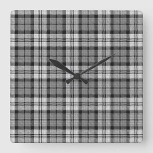 Grått Blackwatch Tartan Play Design Fyrkantig Klocka