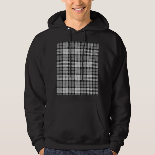 Grått Blackwatch Tartan Play Design Hoodie (Framsida)