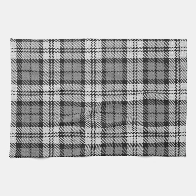 Grått Blackwatch Tartan Play Design Kökshandduk (Horisontell)