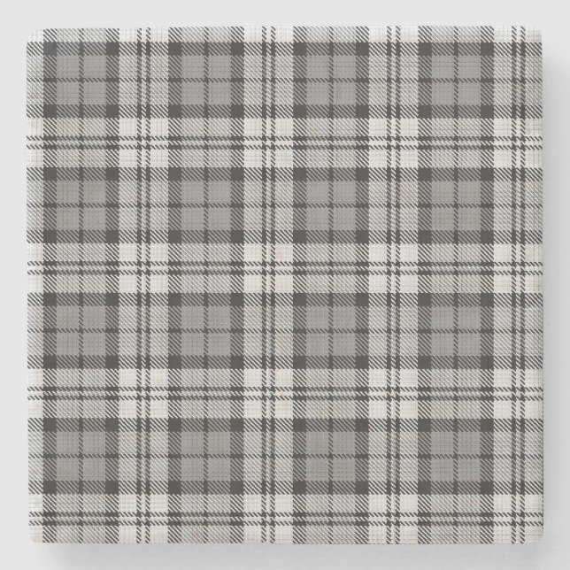 Grått Blackwatch Tartan Play Design Stenunderlägg (Framsidan)