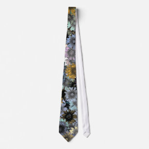 Grått-blått blommönster slips