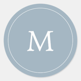 grått-blått minimalistiskt enkelt monogram bröllop runt klistermärke
