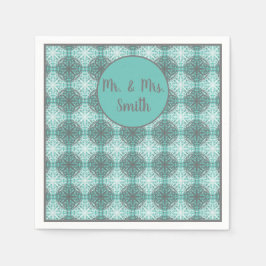 Grått-, blått- och vita Snöre Monogram Pappersservett