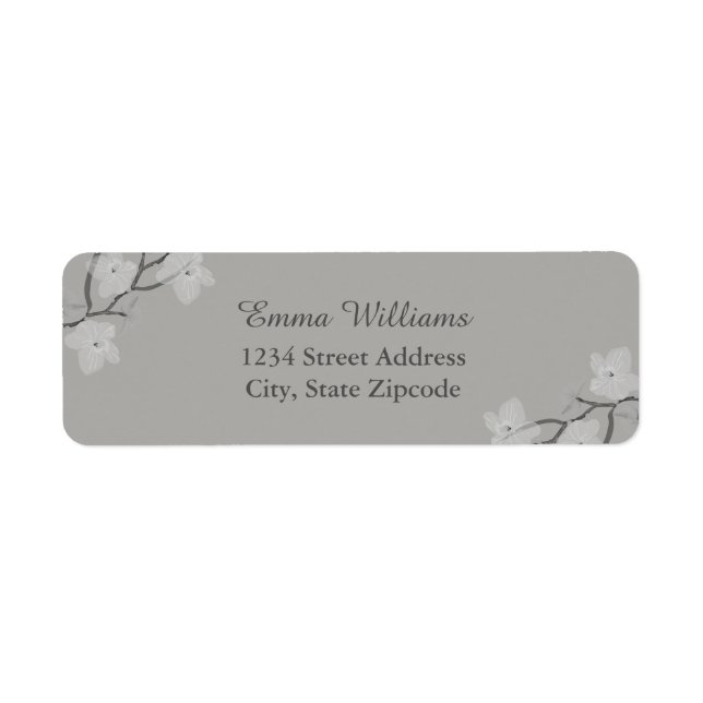 Grått-Blommigt-Adressetiketter Returadress Etikett (Framsidan)