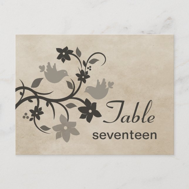 Grått blommigt älvdalsduvor bordnummer postkort vykort (Framsida)