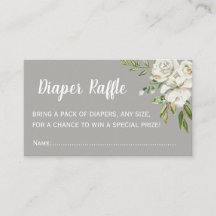 Grått Blommigt Chic Baby Shower Diaper Raffle Bilj