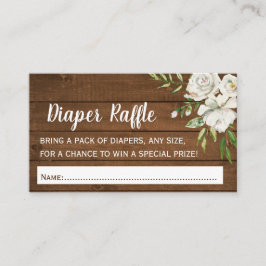 Grått Blommigt Chic Baby Shower Diaper Raffle Bilj Tilläggskort