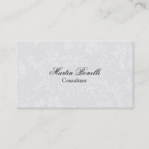 Grått Blommigt Damask-skript Visitkort