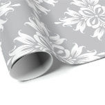 Grått Blommigt Damask Symetric Royal Möhippa Bröll Presentpapper<br><div class="desc">Delikat Grått White Composition florenceK-design</div>