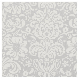 Grått Blommigt Damask Tyg