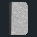 Grått Blommigt Embossed-utseende Galaxy S4 Plånbok<br><div class="desc">blommigt med söt präglat utseende i enkelt grått</div>