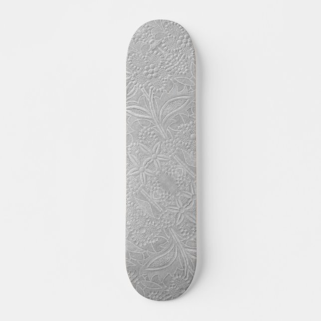 Grått Blommigt Embossed-utseende Mini Skateboard Bräda 18,5 Cm (Framsida)