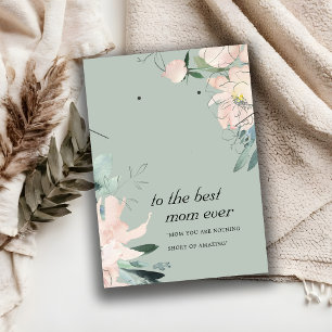 GRÅTT BLOMMIGT MAMMA GIFT NECKLACE EARRING Card Placeringskort