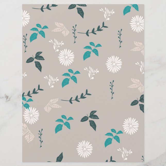 Grått blommigt scrapbookpapper (Framsida)