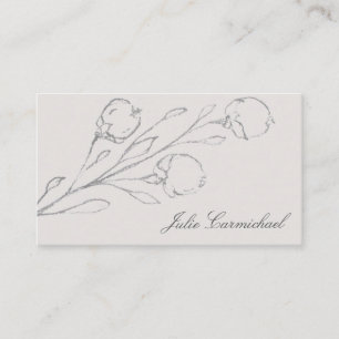 Grått Blommigt Sketch-Elegant Visitkort