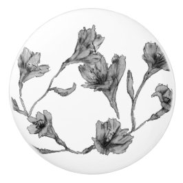 Grått Blommigt Vattenfärg Knopp