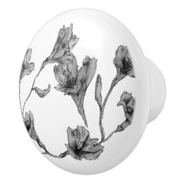 Grått Blommigt Vattenfärg Knopp