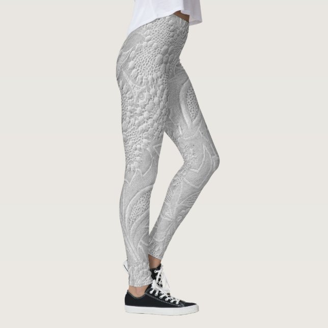 Grått blomsterpreglad look leggings (Höger)