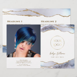 Grått blue agate bifold brochure