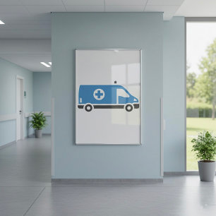 Grått Blue Ambulance Poster