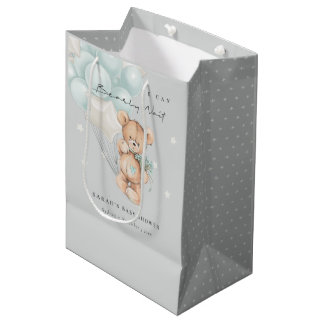 Grått Blue Barly Wait Bear Balloon Baby Shower