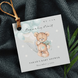 Grått Blue Barly Wait Bear Balloon Baby Shower Gåvor Etiketter