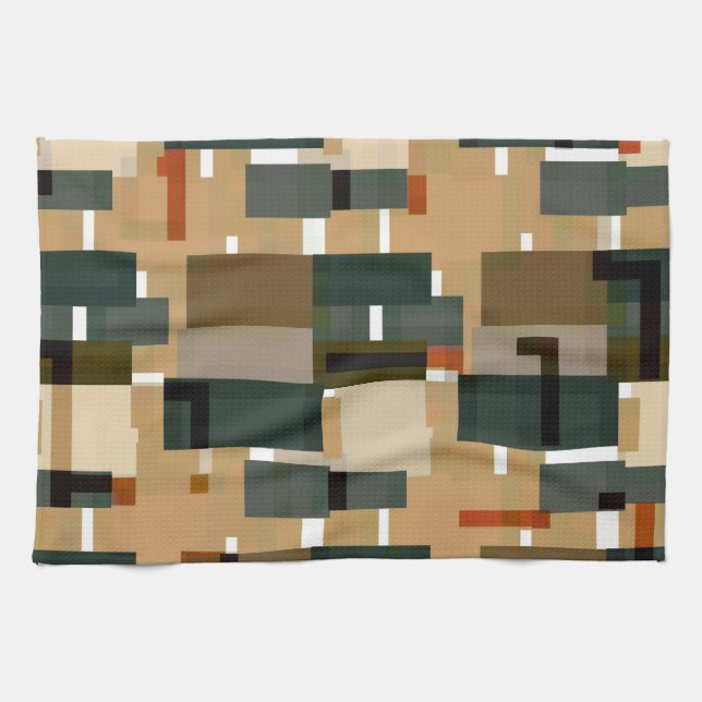 Grått Blue Brown Rand Kökshandduk (Horisontell)