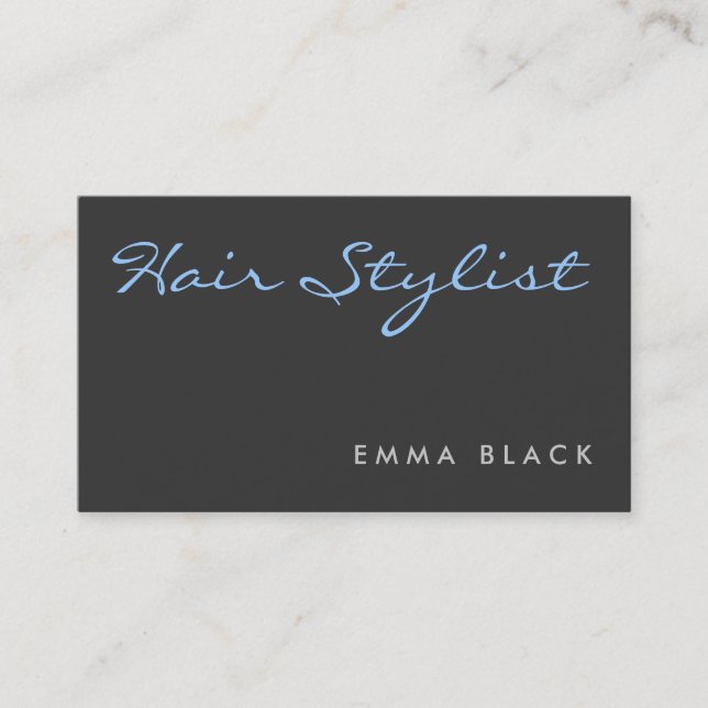 Grått Blue Calligraphy Hair Stylist Salon Spa Visitkort (Framsida)