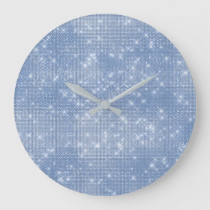 Grått Blue Celestial Sequin Diamond Sparkly Stor Klocka