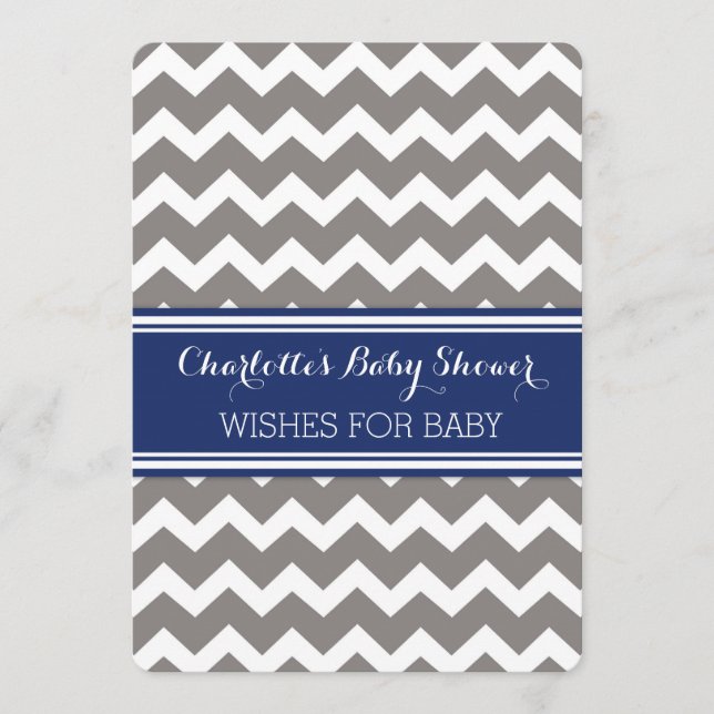 Grått Blue Chevron Baby Shower Note to Baby Rådkort (Framsida)