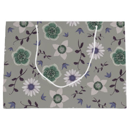 Grått Blue & Grönt Modern Wildblomma botaniska