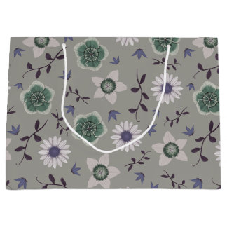 Grått Blue & Grönt Modern Wildblomma botaniska