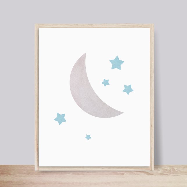 Grått & Blue | Måne och Stars Nursery Poster (Skapare uppladdad)