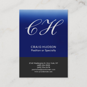 Grått Blue Monogram Professionell Affärskort Visitkort