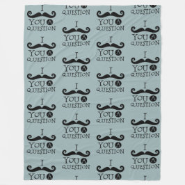 Grått Blue Mustache Du är en fråga Fars dag Fleecefilt