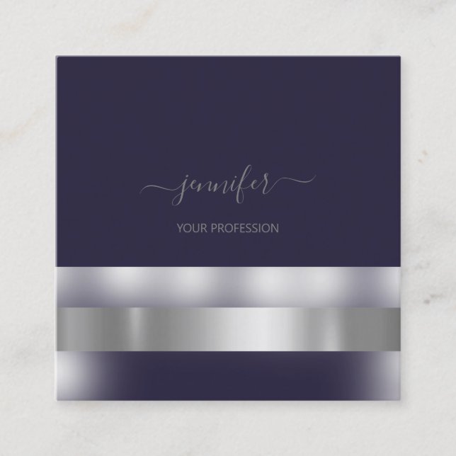 Grått Blue Navy Makeup Artist Influencer Silver Fyrkantigt Visitkort (Framsida)