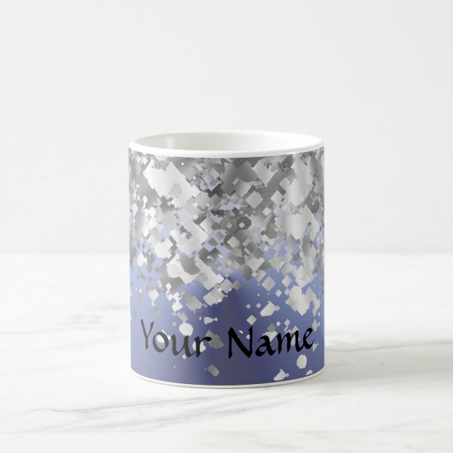 Grått blue och faux glitter kaffemugg (Center)