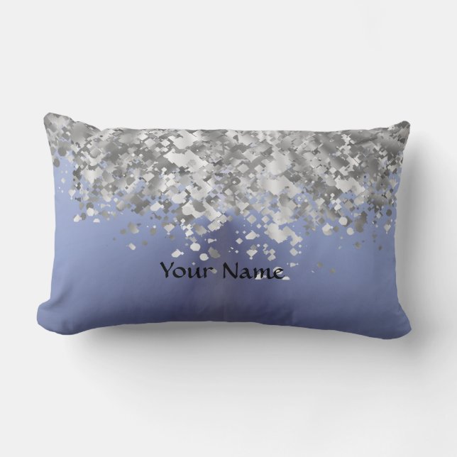 Grått blue och faux glitter lumbarkudde (Framsida)