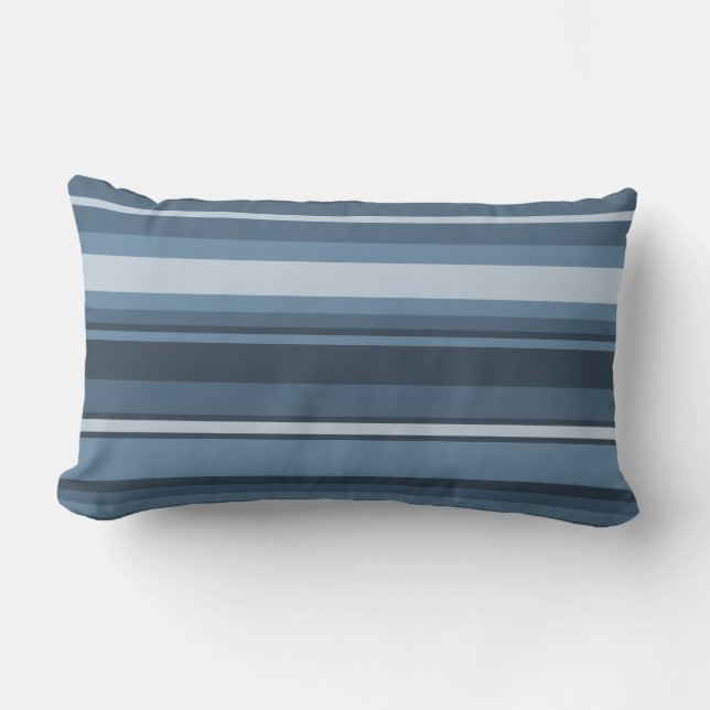 Grått-blue rand lumbarkudde (Framsida)