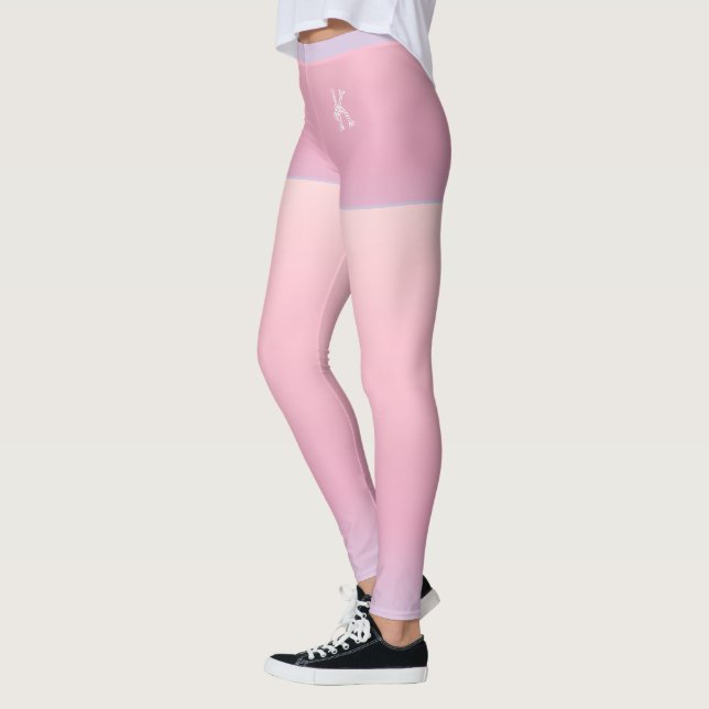 Grått-Blue Rosa gradient, Kort, Anpassningsbar Mon Leggings (Vänster)