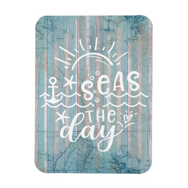 Grått Blue Seas the Day Cruise Magnet (Vertikal)
