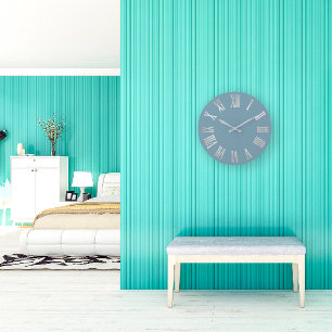 Grått Blue Silver Metallic Grått Roman Nummer Stor Klocka