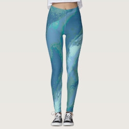 Grått Blue "Skriva på Kant" Leggings