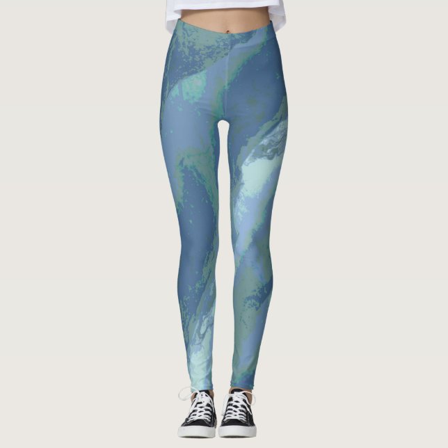 Grått Blue "Skriva på Kant" Leggings (Framsida)