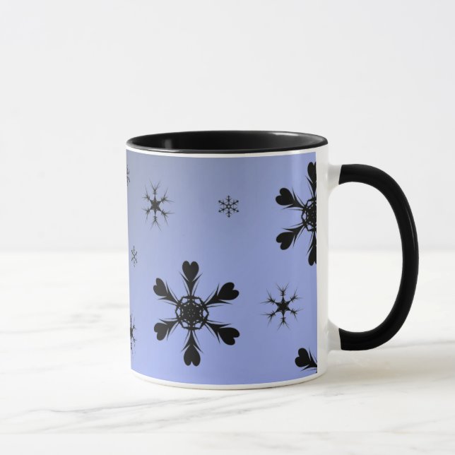 Grått Blue Snöflingor Mugg (Höger)