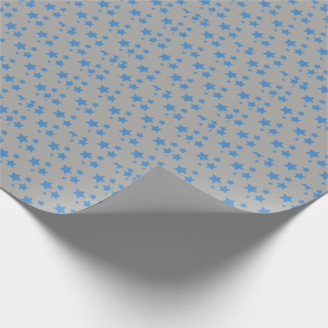 Grått Blue Stars Modern design Papper radbrytning Presentpapper (Hörn)
