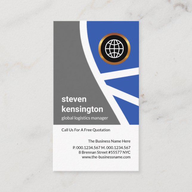 Grått Blue Topography Routes Logistics Transport Visitkort (Framsida)