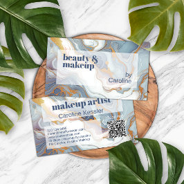 Grått Blue Violet Lila White Guld Marble Mönster Visitkort