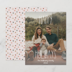 Grått Boho Polka Dot Gradient Fullt Photo Julkort