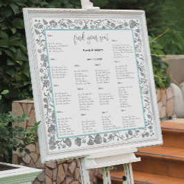 Grått Boho Wildblomme Blommigt Blue Gräns Poster